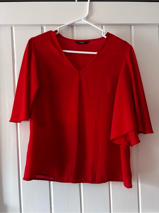 SHEIN Tops - SHEIN | Bright Red Crewneck Top
